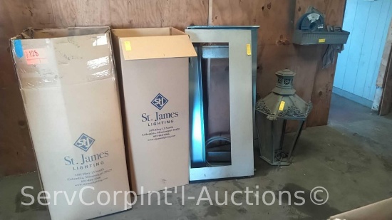 Lot of 4 Various Gas Outdoor Light Fixtures, Range Hood Brackets, Serrated Screen Spline, Screen
