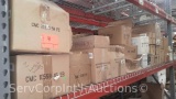 Lot on Pallet Rack of Various CMC Vanity Light Fixtures, Flush Mount 2-Bulb Light Fixtures, Designer