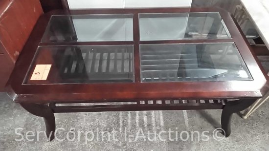 Coffee Table with Glass Pane Top (Seller: STP Sheriff)