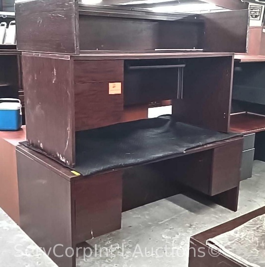 Lot of 6' 4-Drawer Desk with Topper and 66" 2-Drawer Desk Missing Right Hand Return (Not Furniture