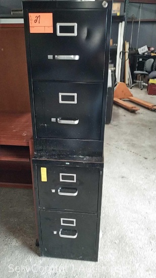 Lot of 2 Black 2-Drawer Letter File Cabinets with Letter Size Pendaflex Folders, No Keys (Seller: