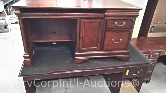 Lot of 58" Junior Executive Desk and 6' Senior Executive Desk Missing One Drawer (Not Furniture Pad)