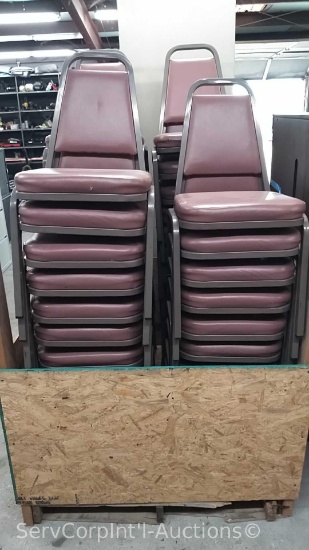 Lot on Pallet of Approximately 38 Pink Stack Chairs (Seller: STP Sheriff)