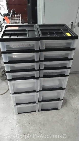 Lot of 2 Plastic 7-Drawer Office Supply Containers (Seller: STP Sheriff)