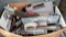 Lot on Shelf of Various Concrete Trowels, Dremel Tools, Drywall Trowels