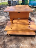 Lot on Pallet of Brown 2-Drawer Lateral File Cabinet with Matching Desk, Assembly Required, Possibly