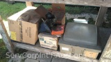 Lot on Shelf of Various Spot Lights, Security Light, Porch Lights