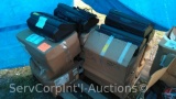 Lot on Pallet of 6 Motorola 6-Bay Radio Bank Chargers, Boxes of Radio Batteries, Shoulder Mics, &