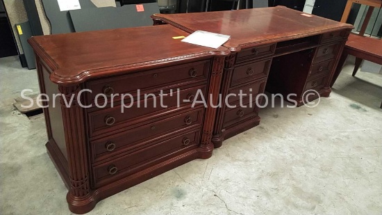 Lot of Wood Desk with Lateral 2-Drawer Filing Cabinet (Location: 620 N. Tyler Street, Covington,