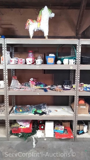 Lot on 5 Shelves of Various Holiday Decor