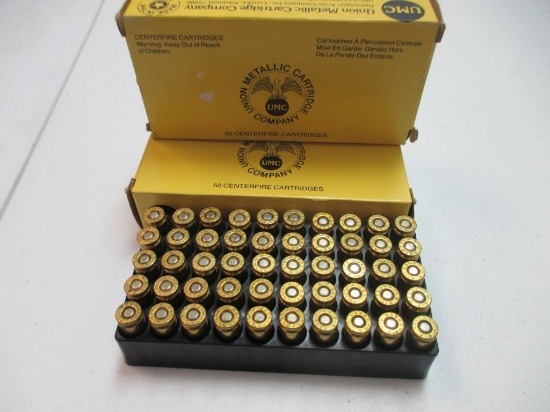A-11 2x Vintage full 50 count boxes of UMC 9mm Luger Pistol rounds