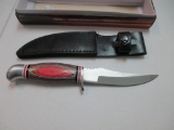 jr-44 Brand new 8.5in Wood handle Slim blade Skiner knife with leather sheath
