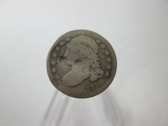 h-9 1837 U.S. Capped Bust Silver Dime with dings