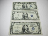 h-21 3x 1935 $1 Silver Certificates in better grade