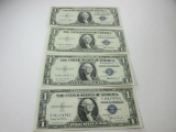 h-45 4x 1935 $1 Silver certificates in AU/UNC Condition