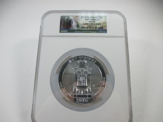 JR-2 2010 5oz Silver Hot Springs Arkansas. NGC MS-69 Early release. These are really hard to come by