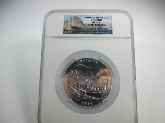 JR-4 2010 5oz Silver Yosemite Park, California. NGC MS-69 Early release. These are really hard to co