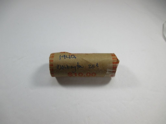 jr-6 Full unsearched roll of Washington Silver Quarters