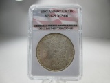 jr-243 GEM BU 1897-P Morgan Silver Dollar. Full mint luster on this well struck coin