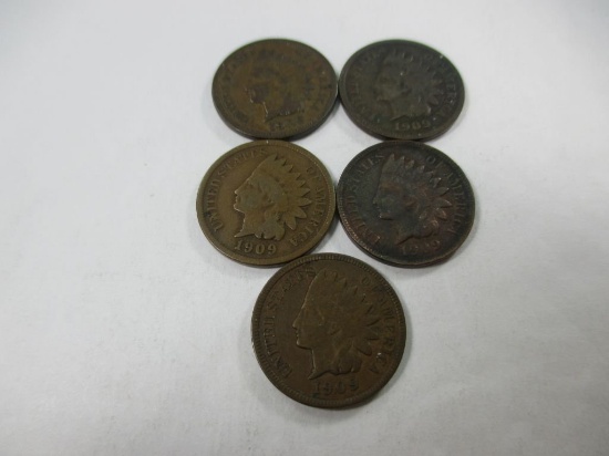 t-37 5 VG-VF 1909 Indian Head Cents