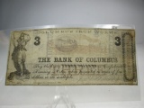 jr-102 EXTREMELY RARE ERROR 1862 Columbus Iron Works $3 Note. Octobea 1862 instead of October 1862.