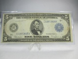 jr-11 VF/XF 1914 $5 Large Size Blue seal Federal Reserve Minneapolis MN Note. NO Holes, NO Rips.