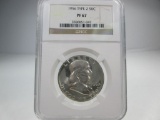 jr-70 NGC Graded PF-67 1956 Type 2 Franklin Silver Half Dollar. Hard to find in this grade