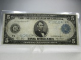 jr-73 SUPER RARE 1914 Chicago $5 Federal Reserve STAR Note. This is a rare large size note you won't