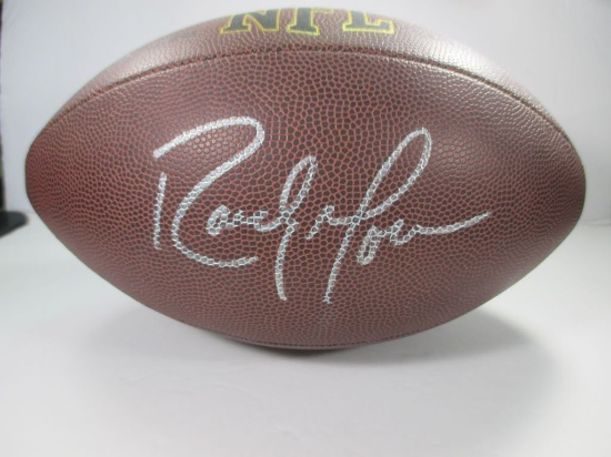 jr-23 RANDY MOSS Autographed Football with COA. MN VIKINGS. Ball is in MINT condition with bright re