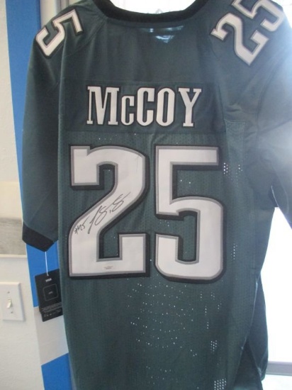 LeSean McCoy Autographed Philadelphia Eagles Jersey with COA. Mint condition piece with bright reada