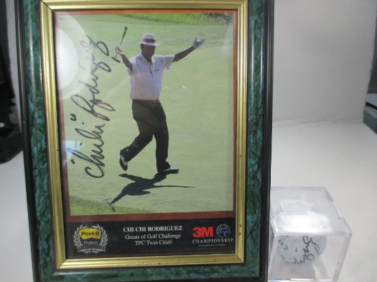 jr-37 Chi Chi Rodriguez Autographed Ball and Picture. With COA. Greats of Golf Challenge TPC Twin Ci