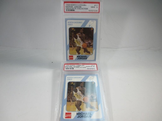 PSA GEM MT 10.  2x 1989 North Carolina Michael Jordan #17 Collegiate Collection.