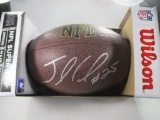 jr-72 Julio Jones Autographed NFL Football. Bright Silver Signature on mint condition ball with Wils