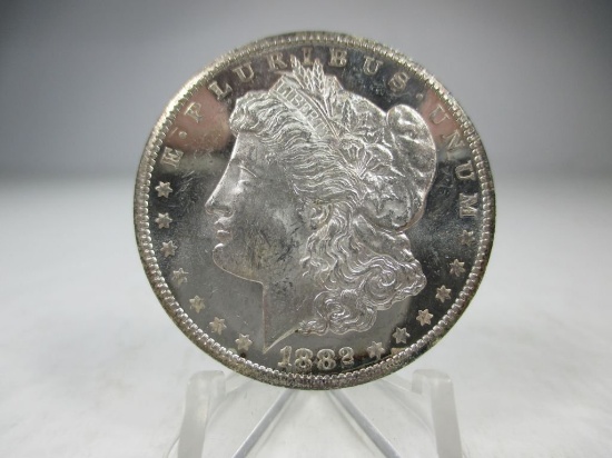 v-10 GEM BU 1882-CC Proof Like Morgan Silver Dollar. Key Date