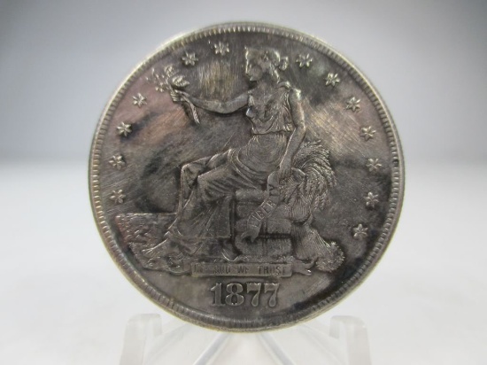 v-8 AU 1877-S US Trade Dollar
