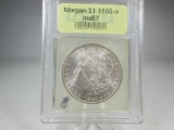 g-144 1885-0 Gem BU Morgan Silver Dollar. USCG Graded