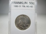 g-40 GEM BU 1950-D FBL Franklin Silver Half Dollar. RARE