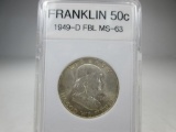 g-60 1949-D GEM BU Franklin Half Dollar FBL