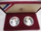 v-64 1983 US Olympics 2 Piece Silver Dollar set in mint box
