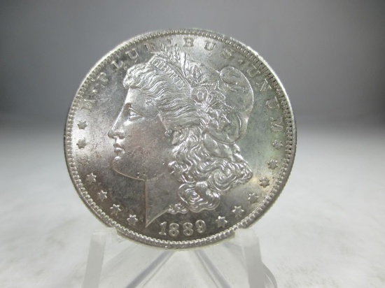 v-1 Gem BU 1889-S Morgan Silver Dollar. Full mint luster on a well struck coin