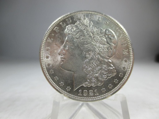 v-40 Gem BU 1921-D Morgan Silver Dollar.
