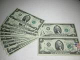 c-125 12 Piece Federal Mint Set of $2 Notes plus 2 more $2 Notes all UNC Condition