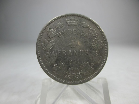 t-75 1931 Belgium 5 Francs
