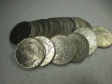 v-1 FULL roll of 20 XF-BU Peace Silver Dollars