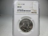 a-105 1961-D NGC MS-64 Franklin Silver Half Dollar