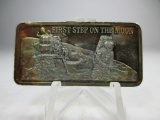 t-147 Superb Rainbow Toned 1973 1oz .999 Silver Bar. First Step on Moon