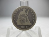 h-169 1877 Seated Liberty Silver Quarter