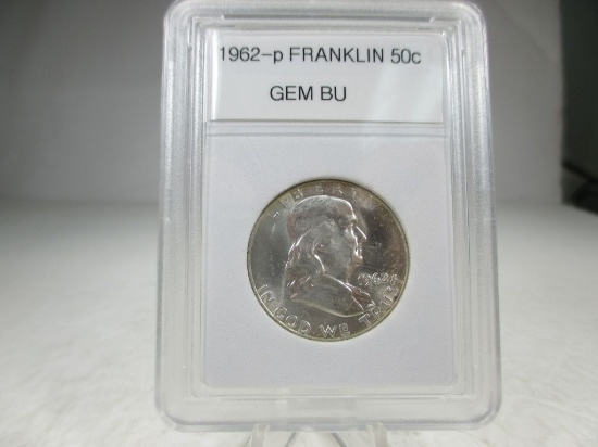 g-10 Gem BU 1962 Franklin Silver Half Dollar