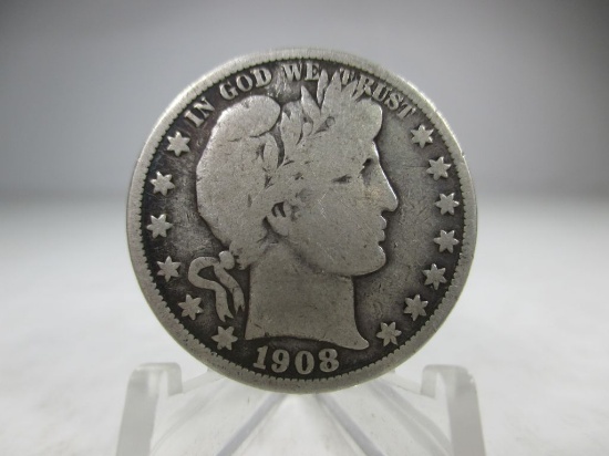 g-115 1908-0 Barber Silver Half Dollar