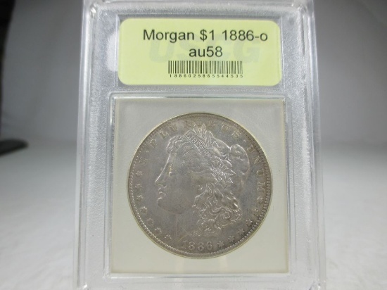 t-24 AU 1886-0 Morgan Silver Dollar. Better Date